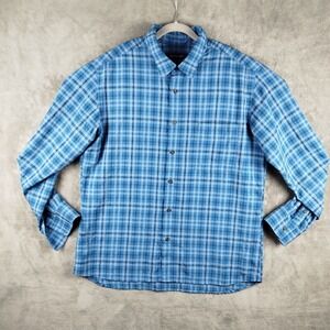 Bluffworks Lenox Shirt Mens XL Blue Plaid Button Up Long Sleeve Performance USA